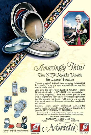 1927 Norida loose powder compact with sifter