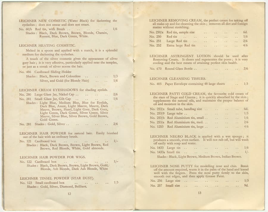 Handbook on Make-Up for Stage and Screen pages 10-11