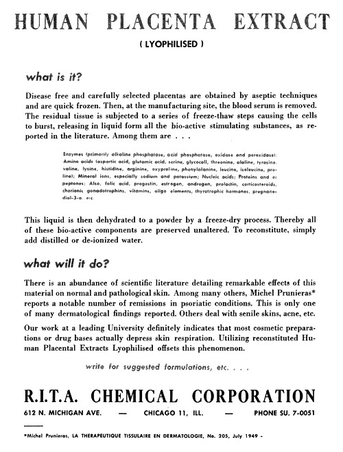 1960 Placental Extract