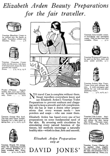 1926 Elizabeth Arden preparations for the traveller