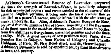 1828 Atkinsons Concentrated Essence of Lavender, Persian Bouquet de Rose and Otto of Roses