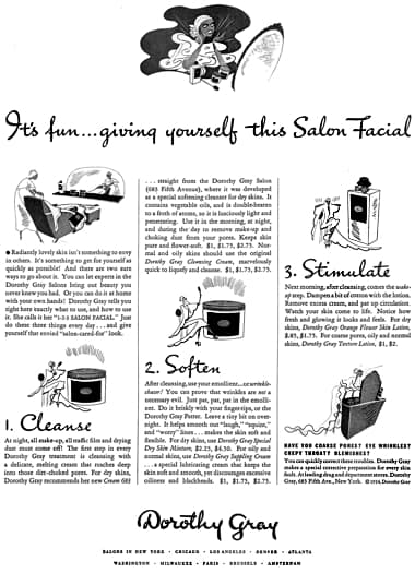 1934 Dorothy Gray Salon Facial