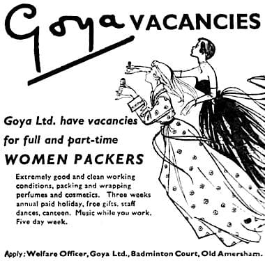 1950 Goya advertisement for women packers