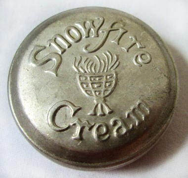 Early aluminium Snowfire Vanishing Cream purse container