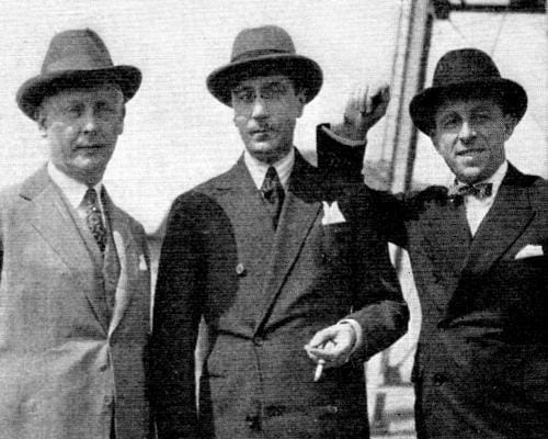 1925 Robert Bienaime, Yvan Droz, and Fernand Javal arriving in New York