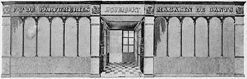 An early engraving of the shop at 19 Rue du Faubourg Saint-Honore