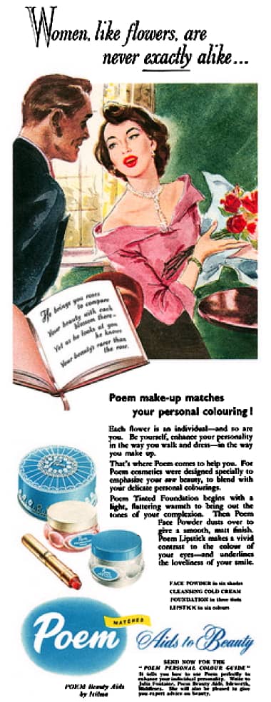 1951 Poem Face Powder, Tinted Foundation and Lipstick