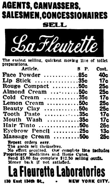 1923 Trade advertisement for La Fleurette