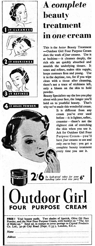 1936 Outdoor Girl Four Purpose Cream