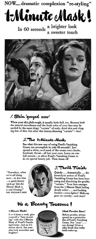 1942 Ponds 1-Minute Mask