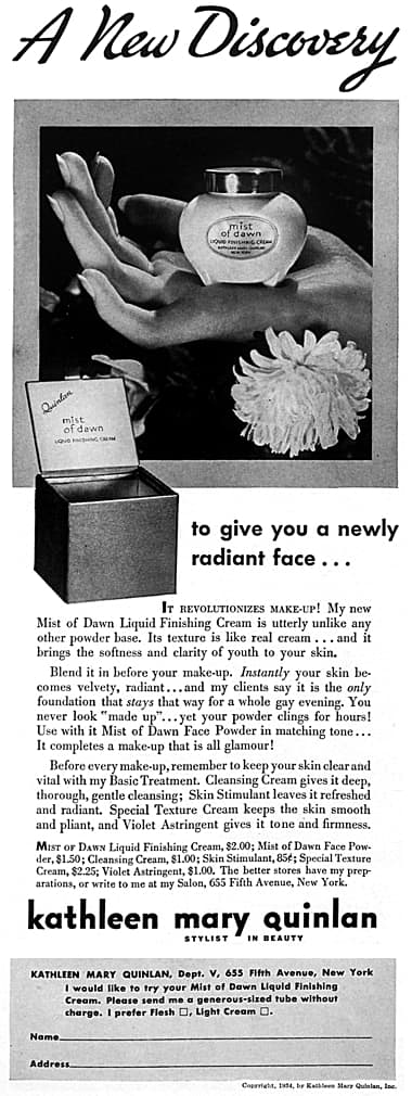 1934 Quinlan Mist of Dawn Liquid Finishing Cream