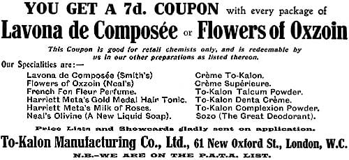 1909 To-Kalon product list