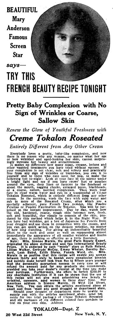 1917 Creme Tokalon Roseated