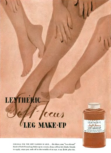 Leg make up. Косметика 1940. Жидкие чулки 1940. Косметика 1940 годов. История чулок.